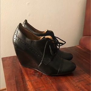 Nine West Leather Wedge Lace-up Oxfords